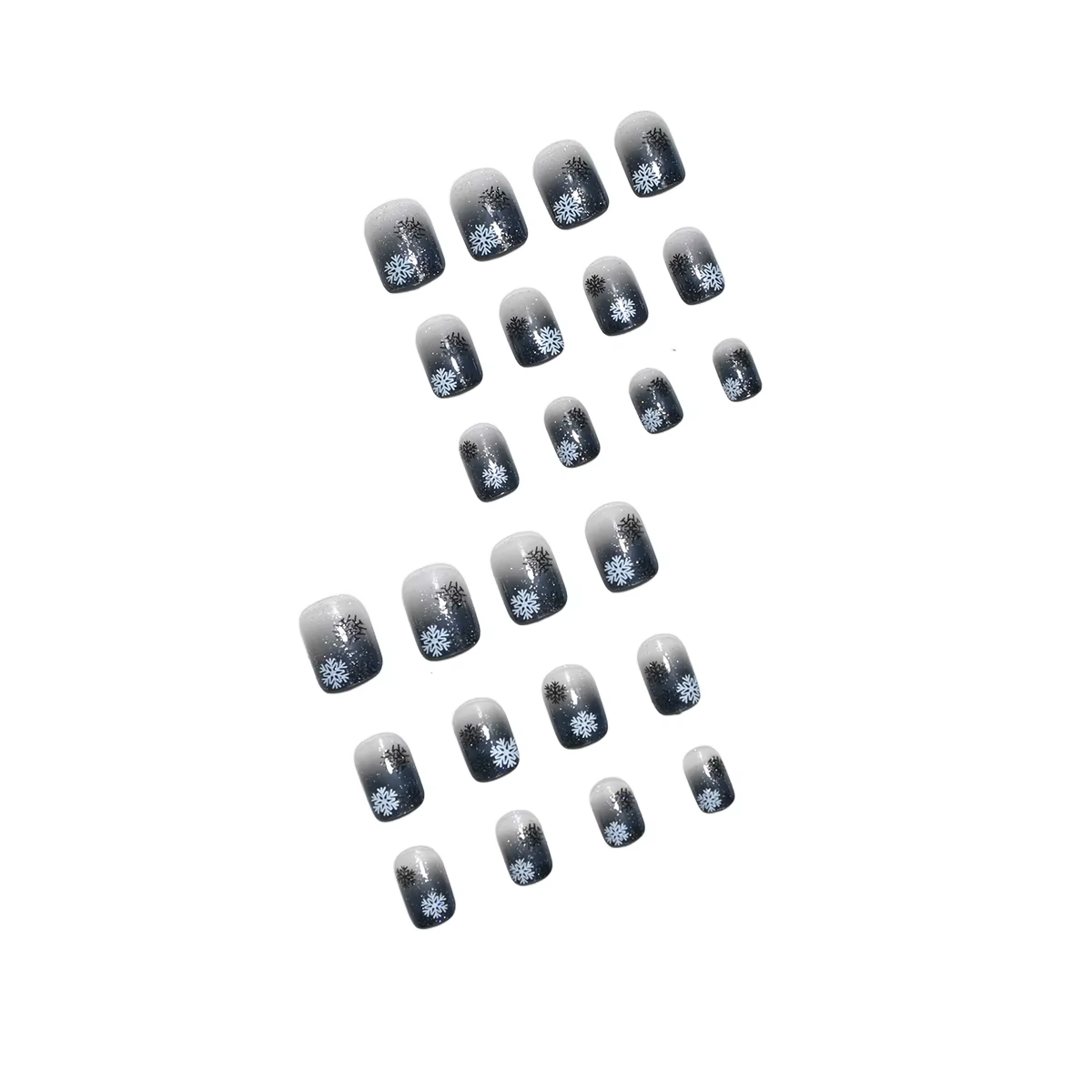 Améliorez votre coiffure des ongles 24 pièces de flocons de neige courts carrés brillants à paillettes rose gris pour les vêtements d'automne et d'hiver n