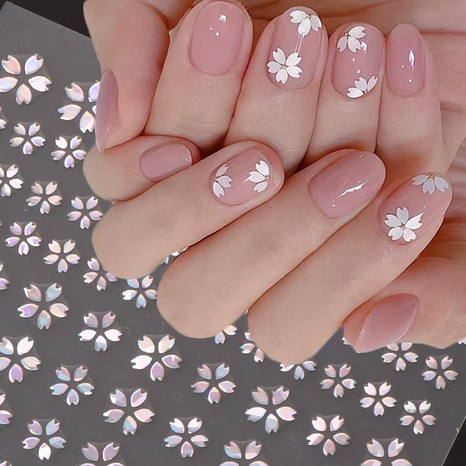 Autocollant Laser 3D fleur Sakura pour ongles