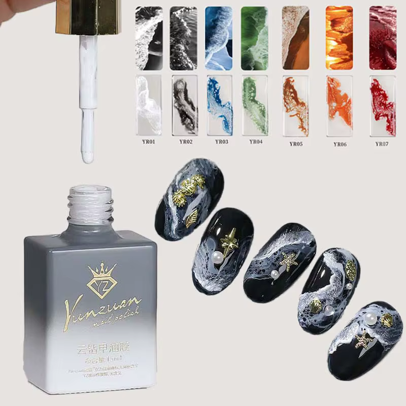 Vague Gel ongles tache rapide spécial Halo colorant Nail Art trou de bulle Gel 7 couleurs pour marbre