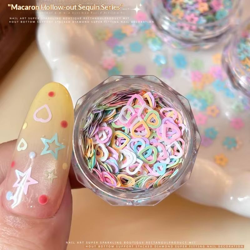 Paillettes de nail art Macaron Pastel creuses