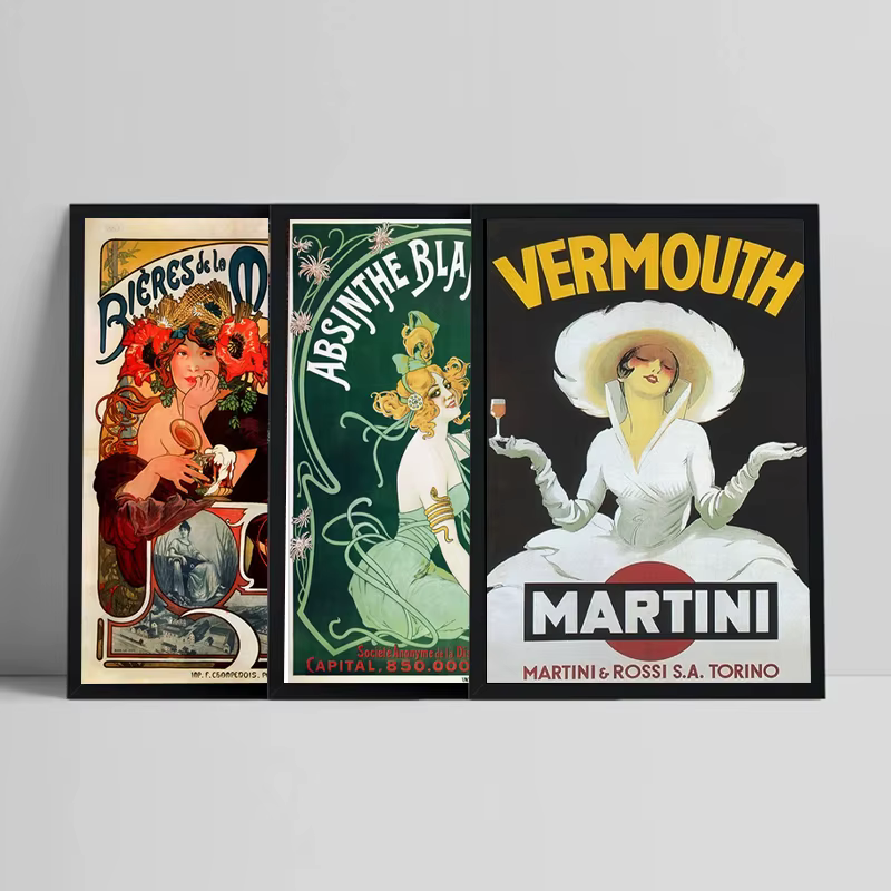 Affiche de vin de Vermouth de Style Vintage, peinture sur toile d'art mural rétro imprimée, publicité de boissons, décoration de Bar