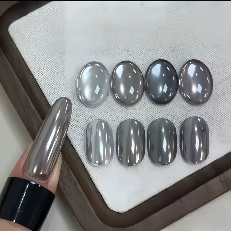 Poudre à ongles noire magique miroir