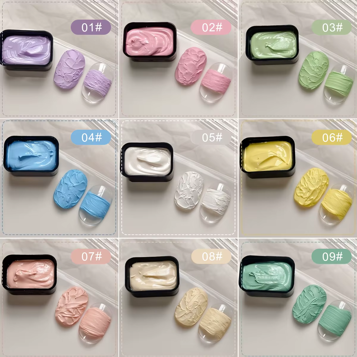 Ensemble complet de Gel de peinture à l'huile Macaron à 9 grilles