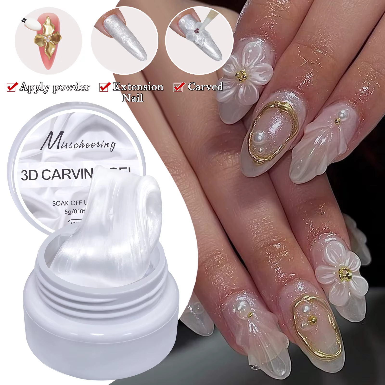 Colle à découper en satin nacré blanc