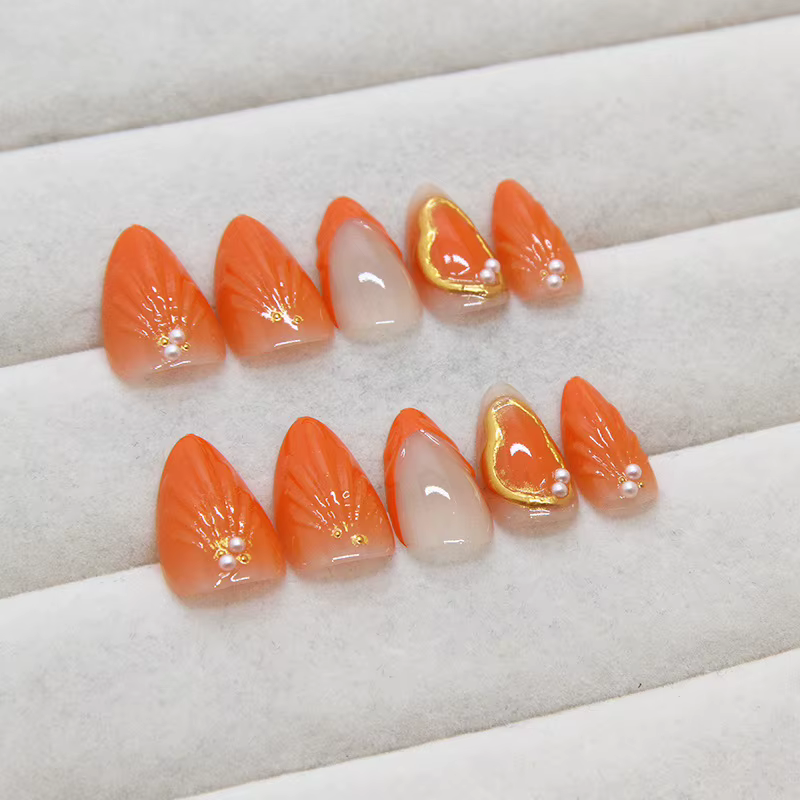 Faux Ongles au Design Baroque localité en Forme de Coquille d'Océan