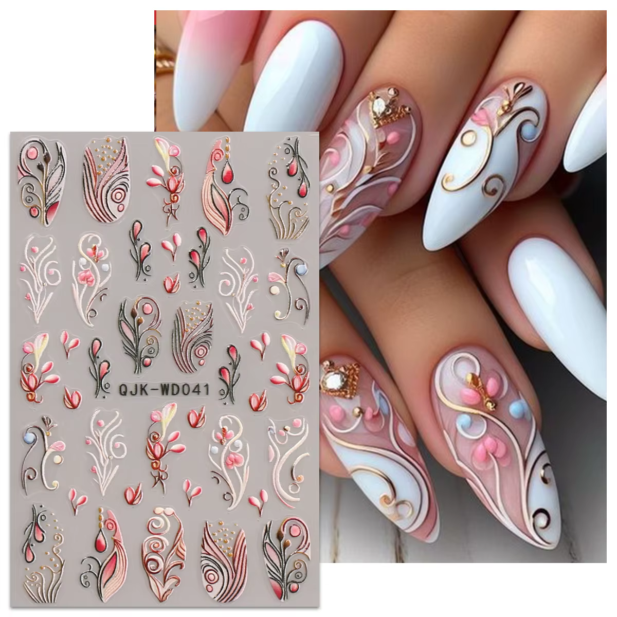 Autocollants pour nail art en relief à motif bohème