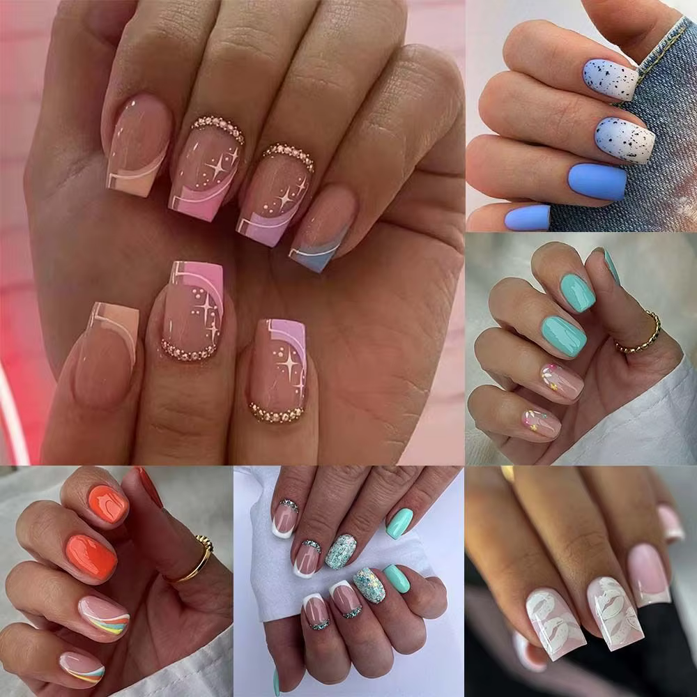 Faux ongles longs carrés pour nail art DIY
