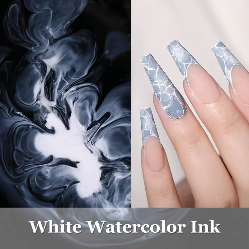 BORN PRETTY 15ml Gel à fleurs blanches UV LED Soak Off vernis à ongles effet d'épandage aquarelle marbre