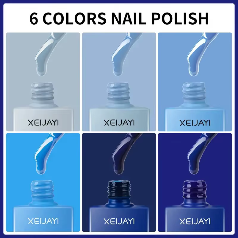 XEIJAYI 15ml Gel vernis à ongles 6 couleurs de bleu nu Nail Art