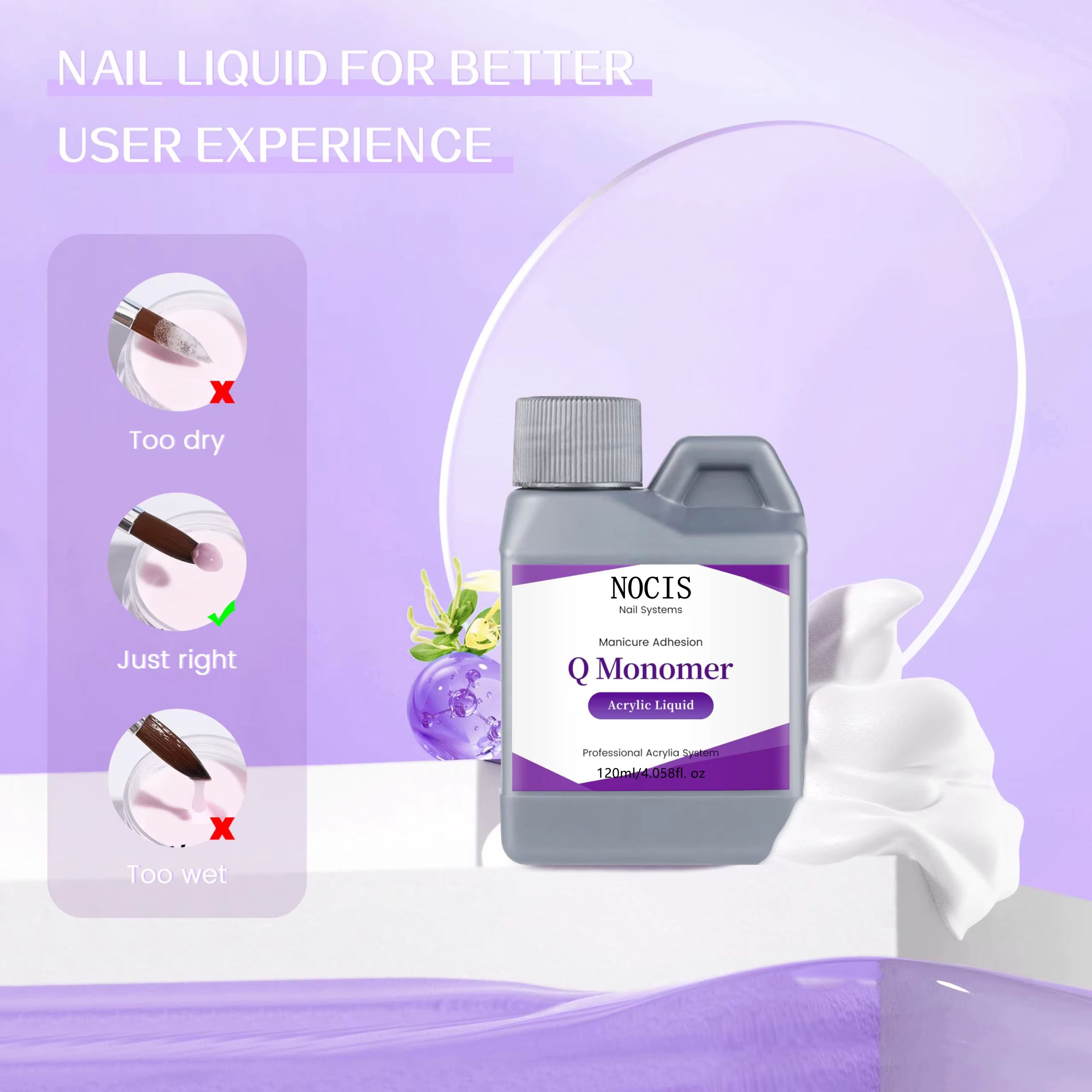 Nail Flowers Monomère - Kit professionnel de système d'ongles en acrylique -120 ml - EMA - Cadeau de Noël festif pour filles - Pas de parfum