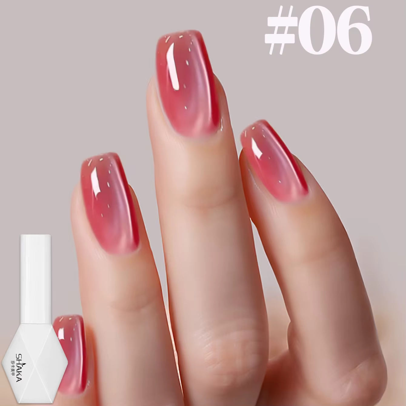 1-12pcs SHAKA Vernis à ongles en gel transparent couleur rose œil de chat Tanhua Automne 2026 Nouveau Simple et généreux