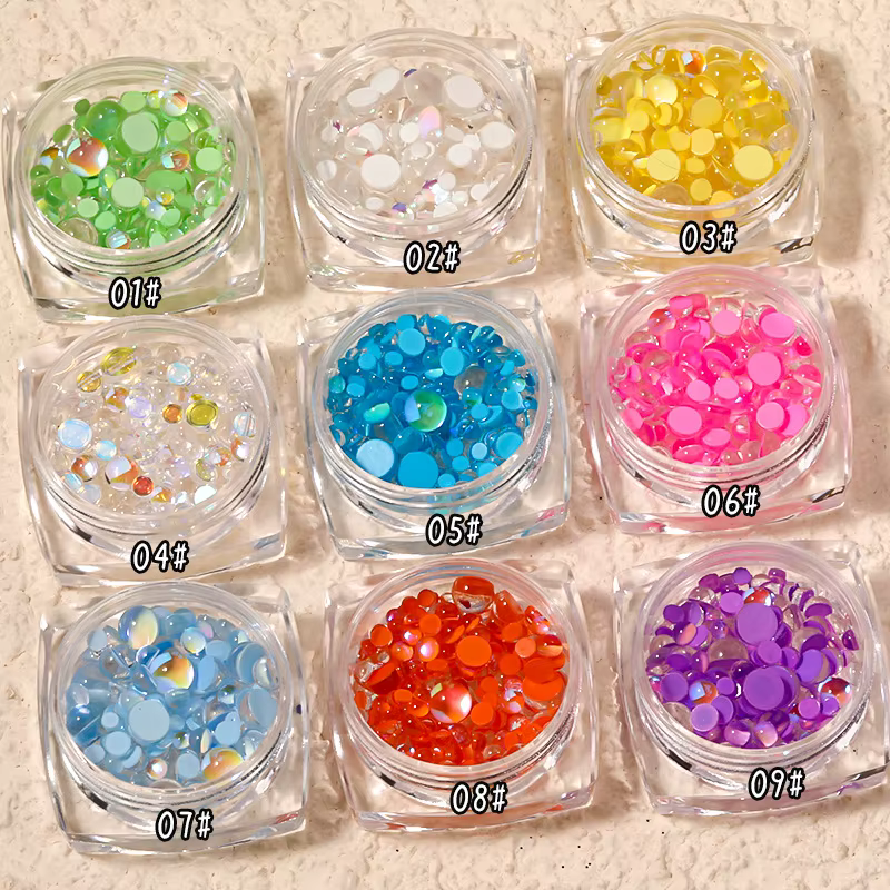 1 Boîte de Breloques pour Ongles Larmes de Sirène Arc-en-ciel