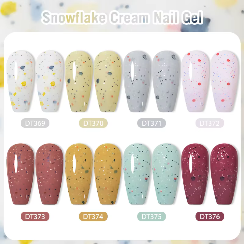 8pc flocon de neige couleur crème Gel vernis ensemble