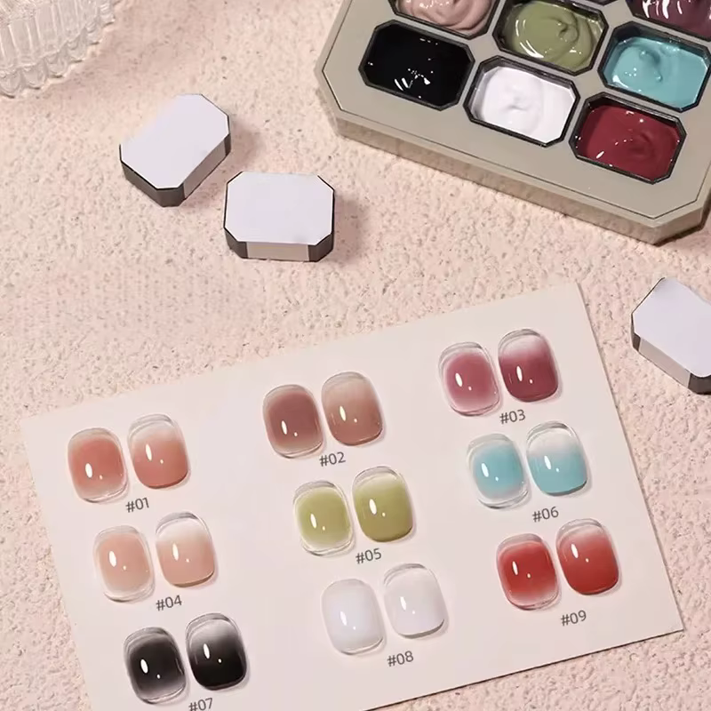 Vernis à ongles gel 9 couleurs dégradé solide haute saturation pour manucure française
