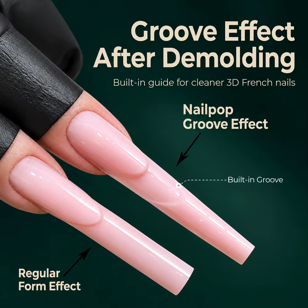 Nailpop 150 pièces Formes Cercueil Double Usage French Transparent 15 Tailles Système de Superposition 3D Créatif Manucure Salon DIY en une seule étape