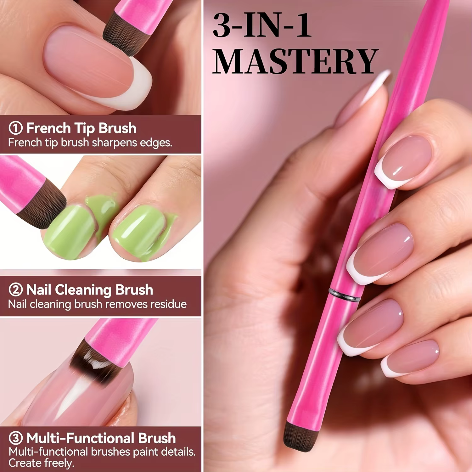 Brosse à ongles française 3 en 1