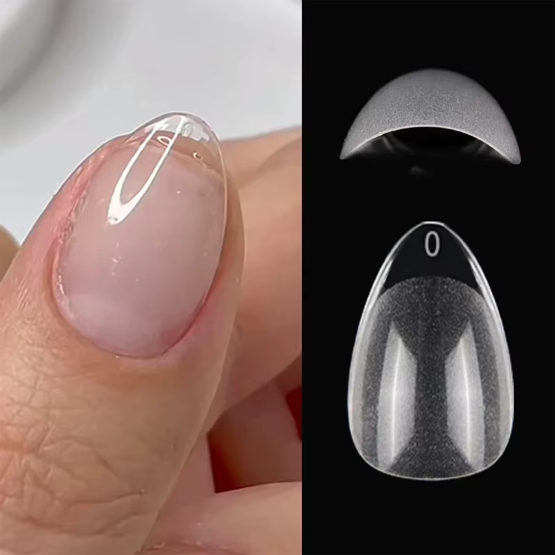 120 pièces XXS Super court amande couverture complète sculpté Gel souple ongles conseils presse sur Capsule Americaine