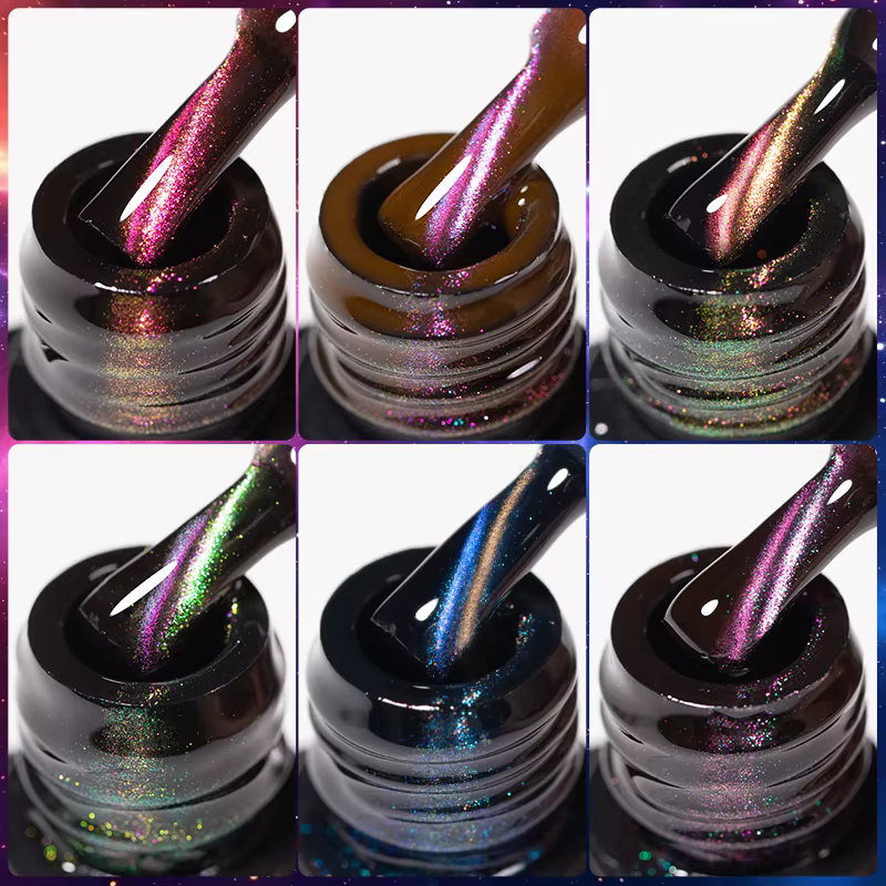 PUENTE 7.5ML Vibrant étoilé galaxie chat Gel magnétique vernis à ongles Aurora Gliter arc-en-ciel oeil de chat tremper UV vernis Semi-Permanent