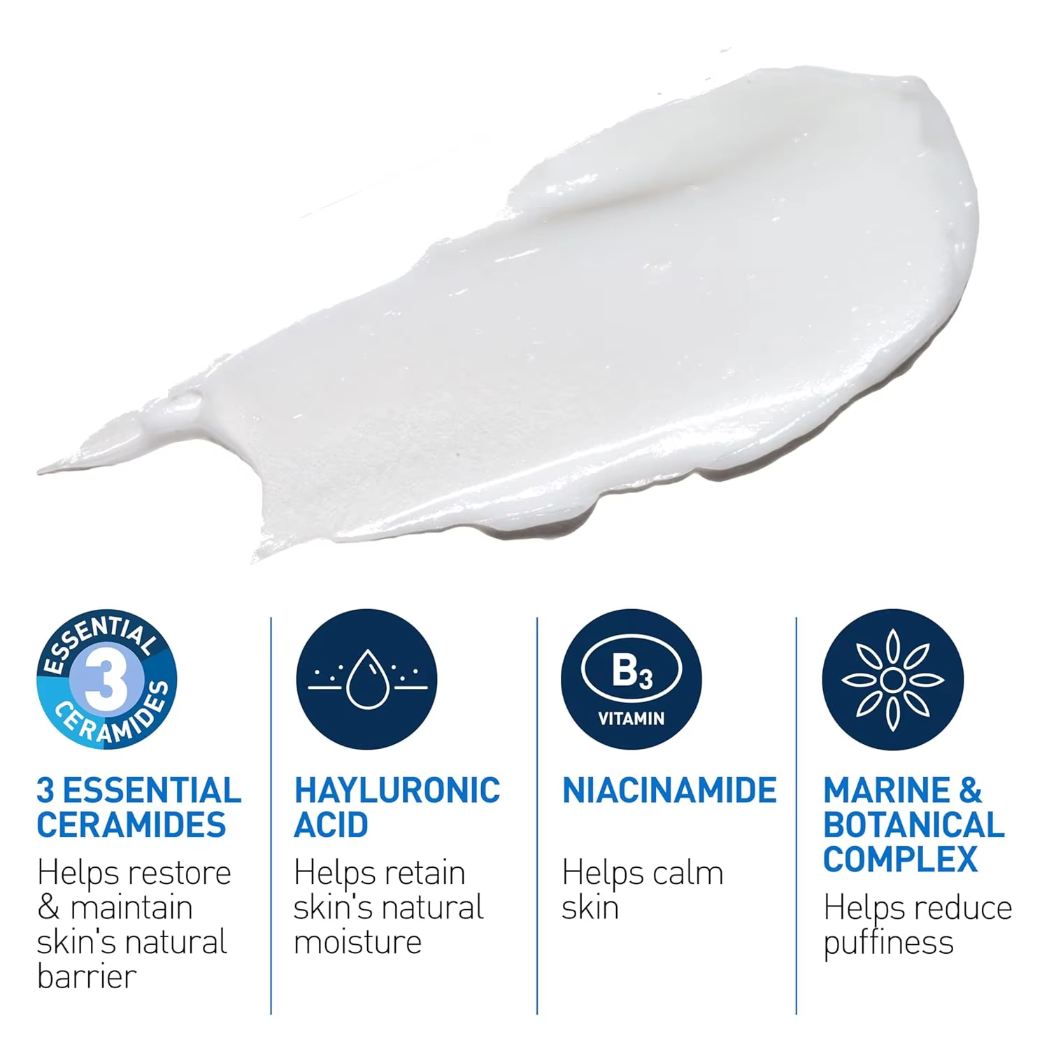 Crème réparatrice pour les yeux CeraVe, hydratant pour le contour des yeux avec acide hyaluronique, niacinamide, complexe botanique marin, soin quotidien de la peau