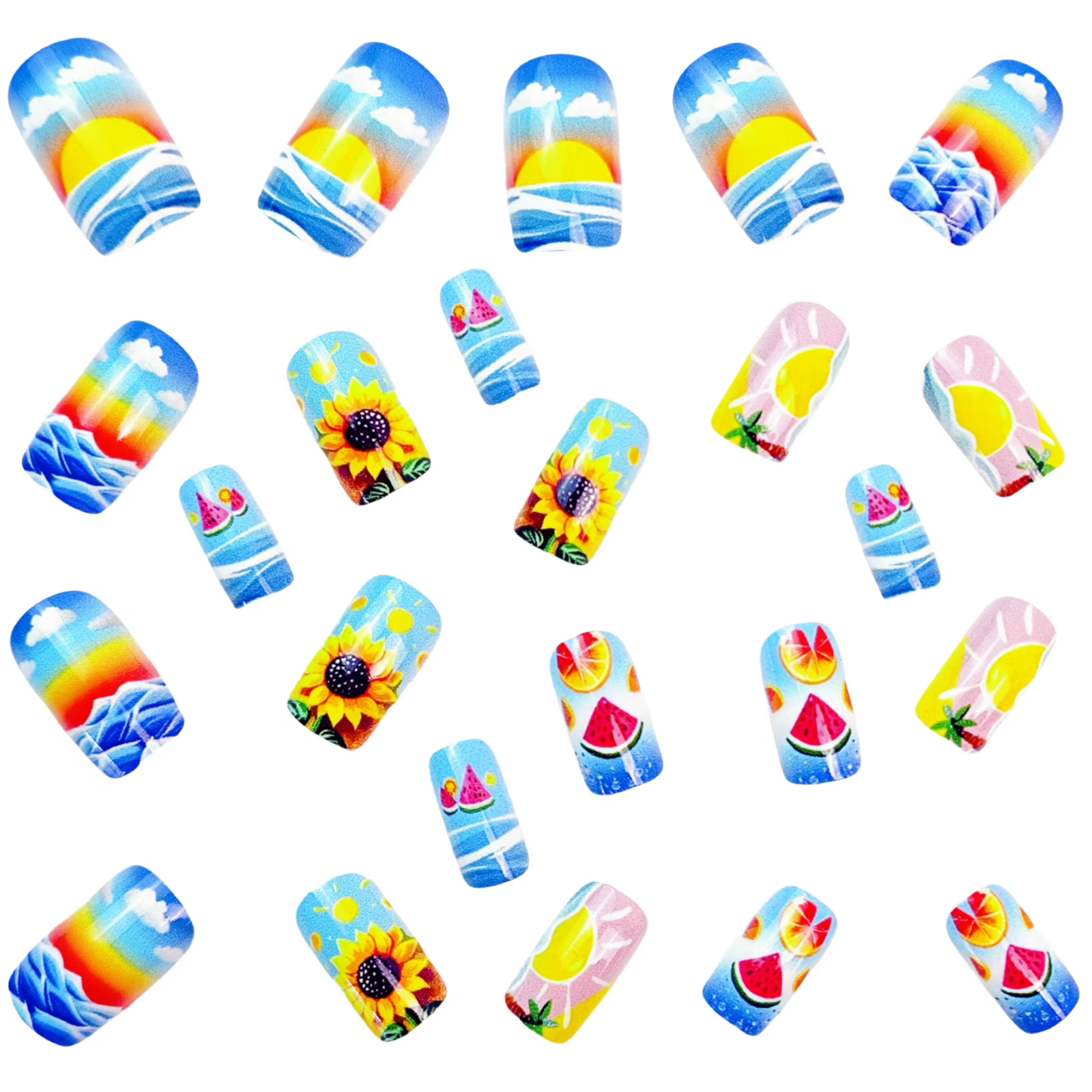 Sky Ocean – faux ongles avec autocollant en gelée