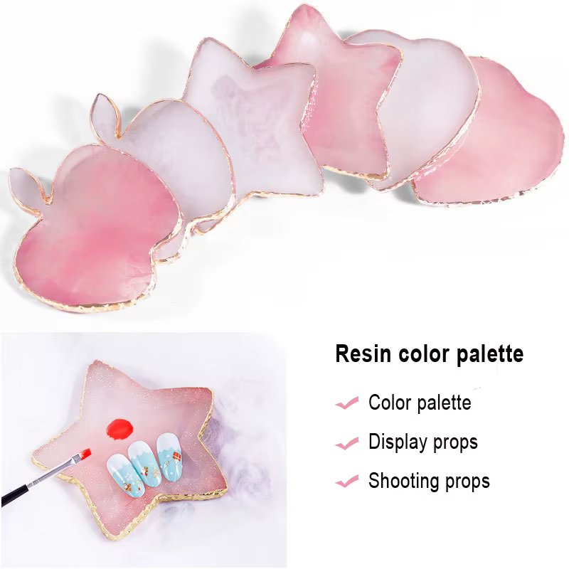 Palette d'art d'ongle de luxe en pierre de résine naturelle