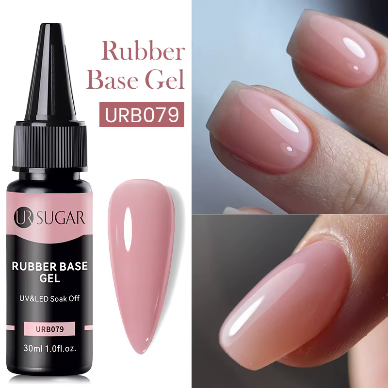 UR SUGAR-Gel de Base en Caoutchouc Flocons d'Or Rose