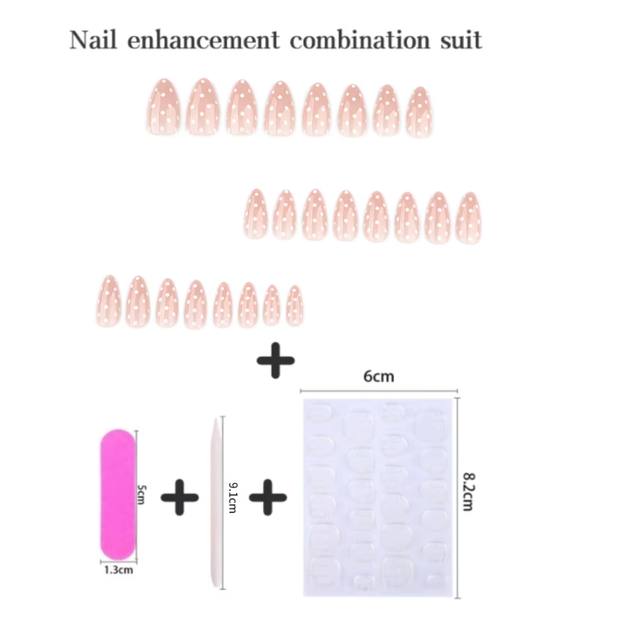 Chic à pois nu rose Nail Art Simple point rond court portable faux ongles détachable fini