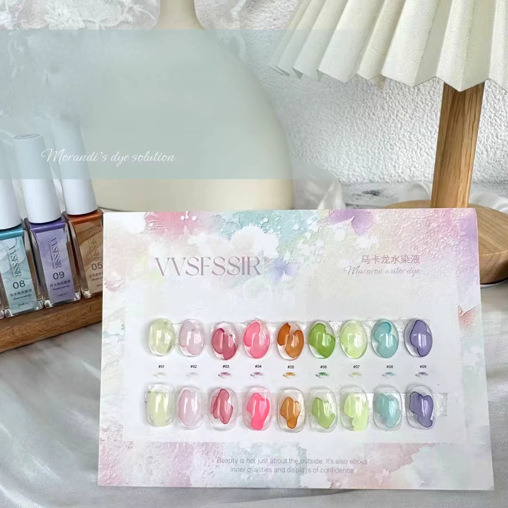 Macaron floraison vernis à ongles marbre encre