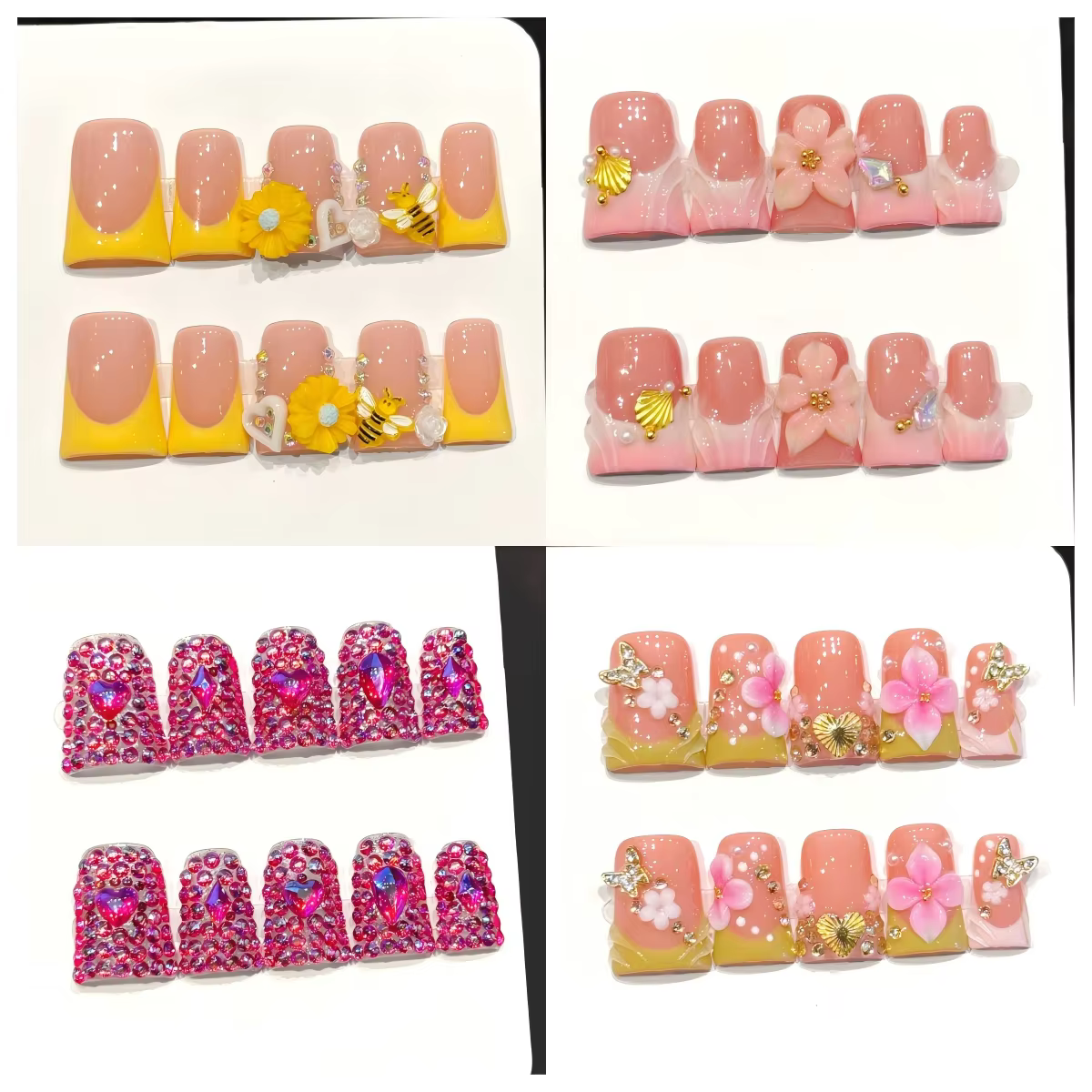 10 faux ongles en forme de canard faits à la main