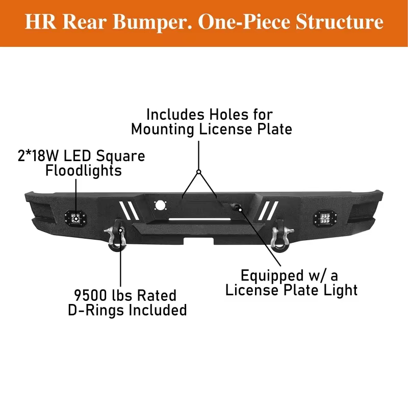 Accessoires de pare-chocs arrière pour pick-up 4x4 compatibles avec Ram 1500 2006-2008