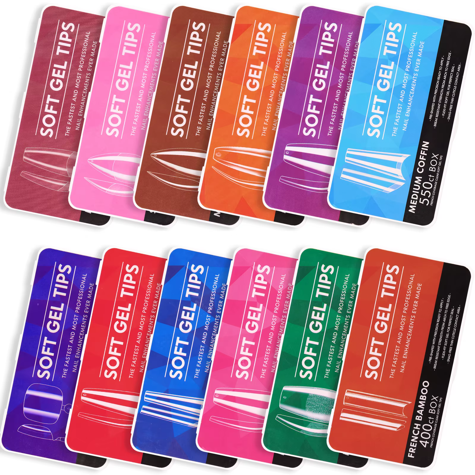 1 boîte de Faux ongles longs en acrylique transparent