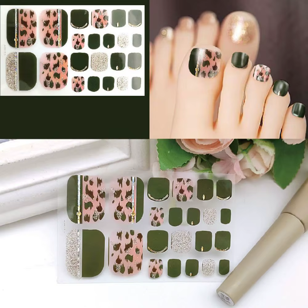Femmes filles faux ongles rayure couverture complète imperméable Style frais décorations de pieds bricolage manucure