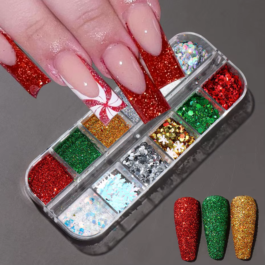 Flocons de paillettes laser irisées pour ongles