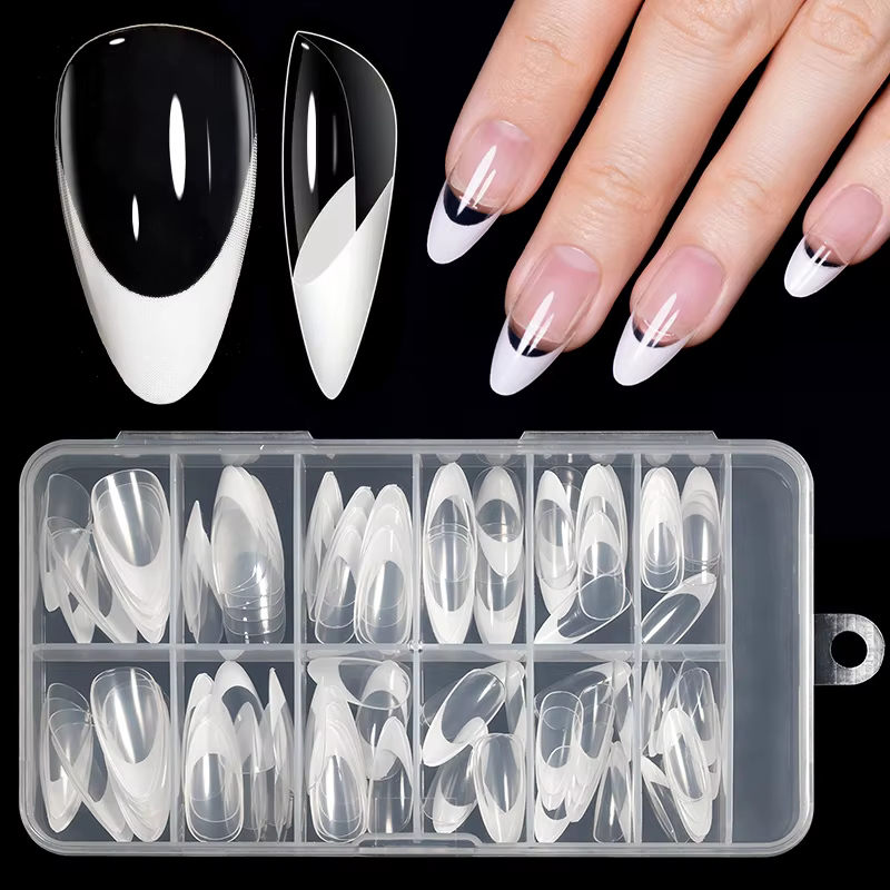 120 pièces/boîte clair et blanc français ongles conseils couverture complète Gel souple acrylique