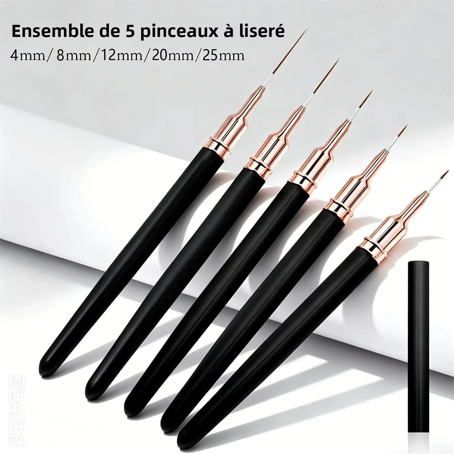 Ensemble de 28 pièces pour nail art – 15 pinceaux + 5 outils de pointillage/sculpture + 5