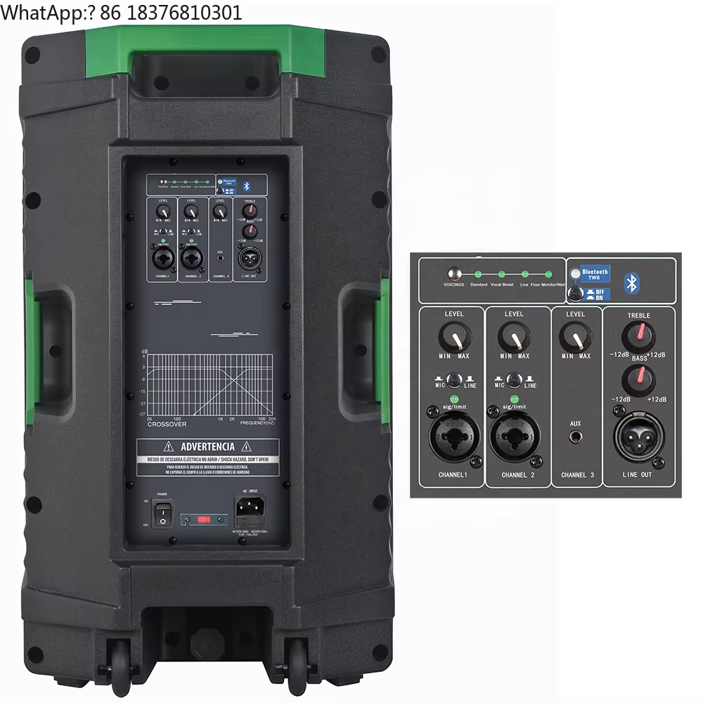 Système de sonorisation professionnel polyvalent de 2000 Watts avec haut-parleur de 15 pouces, enceinte PA avec BT, DSP, mixeur, écho de guitare