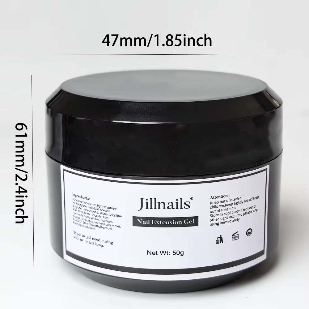 Jillnails Gel Constructeur Ongles Bourgogne 50G Rose Poudré Nude Scintillant Gel UV pour Extension d'Ongles