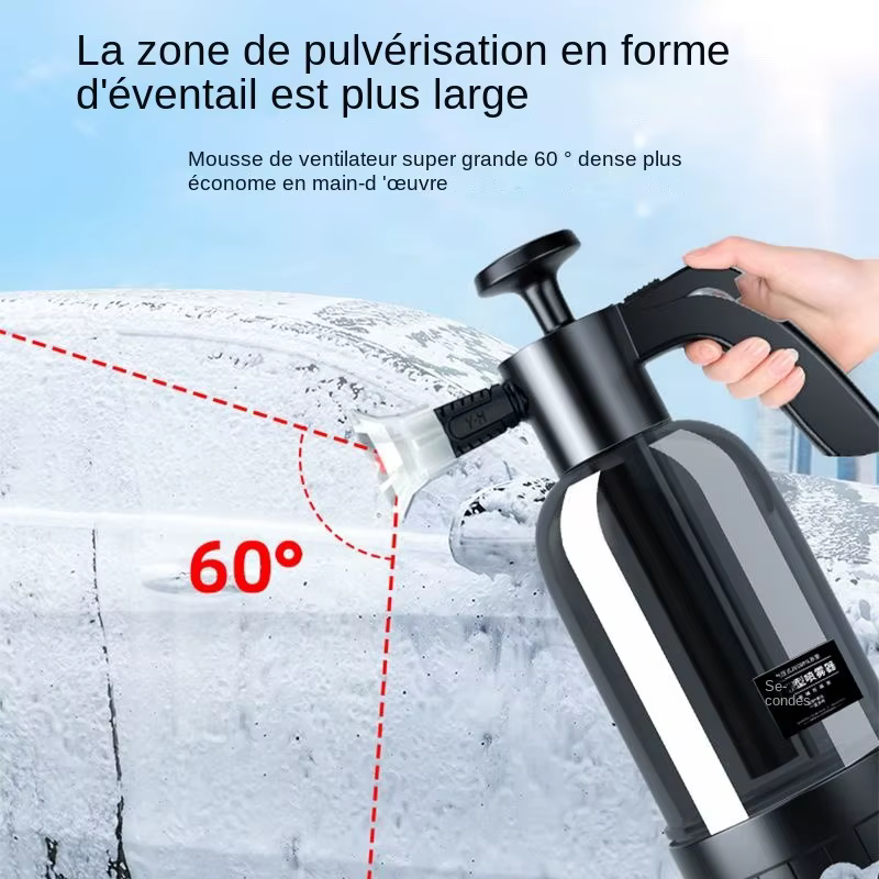 Pulvérisateur de mousse à pompe à main avec 3 types de buses, canon à mousse pneumatique à main, pulvérisateur de mousse de neige, bouteille de lavage de voiture, fenêtre de voiture, livres, 2L
