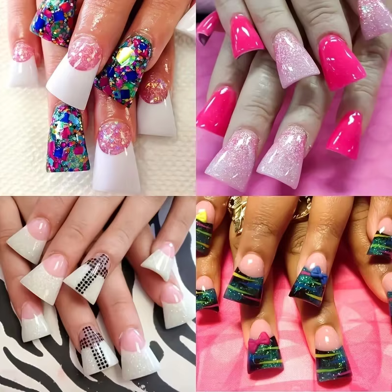 300 pointes d'ongles transparentes et blanches, de taille moyenne, en forme de bec de canard, 12 tailles, faux ongles en acrylique, parfaites pour la création de motifs d'ongles DIY et