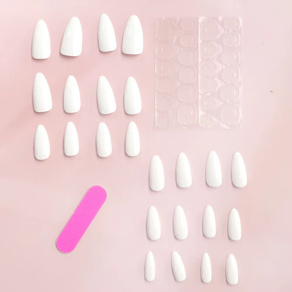 Faux ongles à pression blanc pur