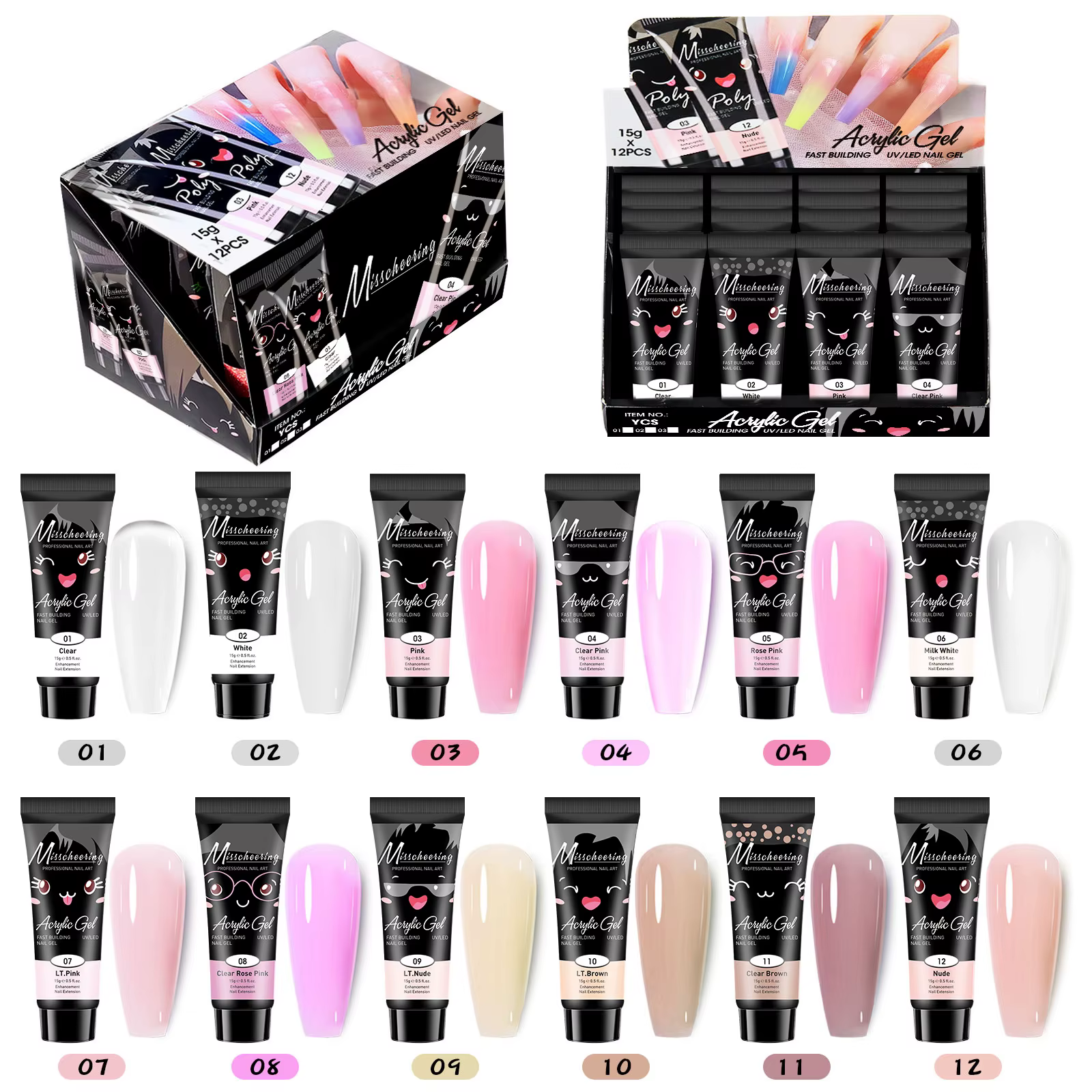 Gel Acrylique Poly Nails 60ml pour Extensions d'Ongles UV LED