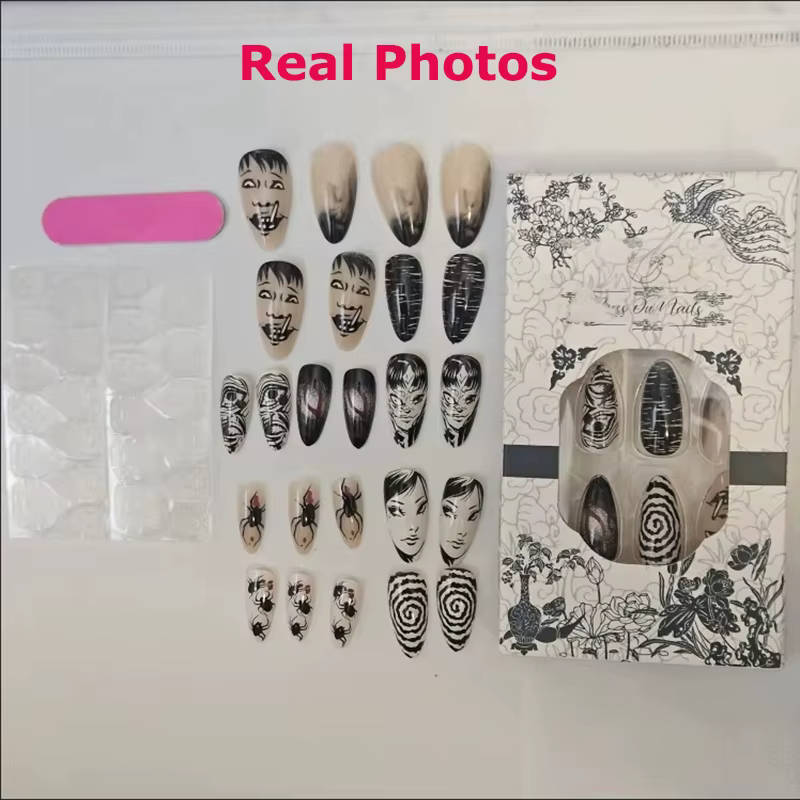 24 pièces horreur bande dessinée Halloween faux ongles Tomie presse