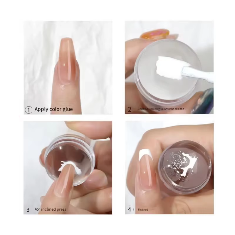 Kit de tamponnage transparent pour ongles avec racloir