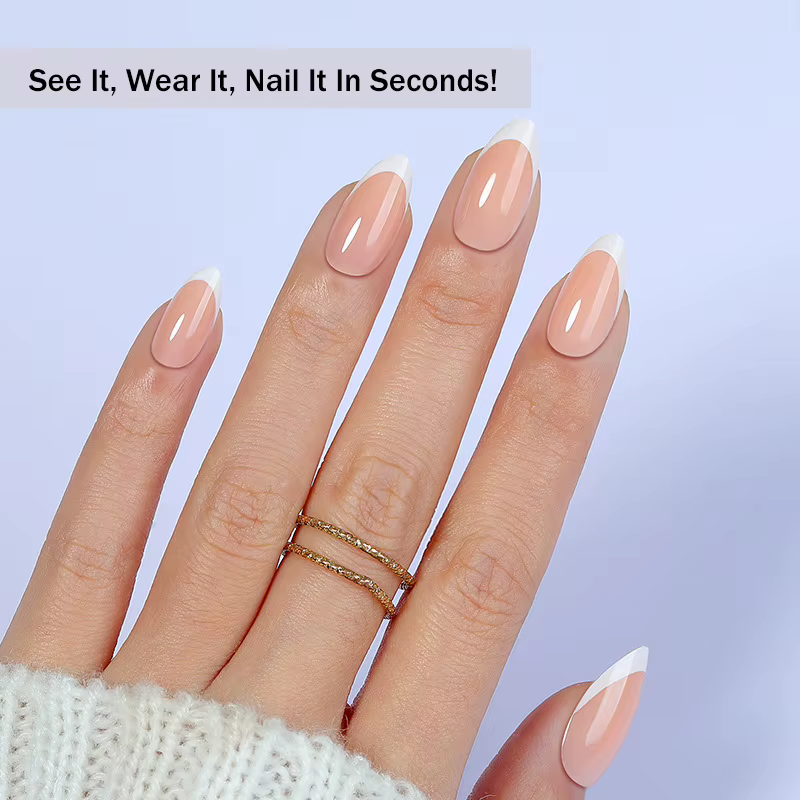 32 faux ongles courts en forme d'amande
