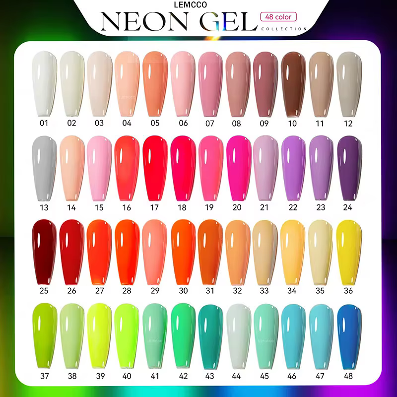 Eleanos Neon Macaron 48 couleurs ensemble de vernis à ongles Fluorescent avec livre d'affichage couleur couverture