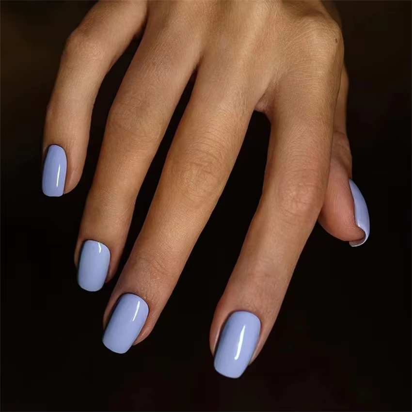 24 pièces/ensemble Simple moyen Long presse sur Nail Art couverture complète couleur unie tête carrée portant des faux