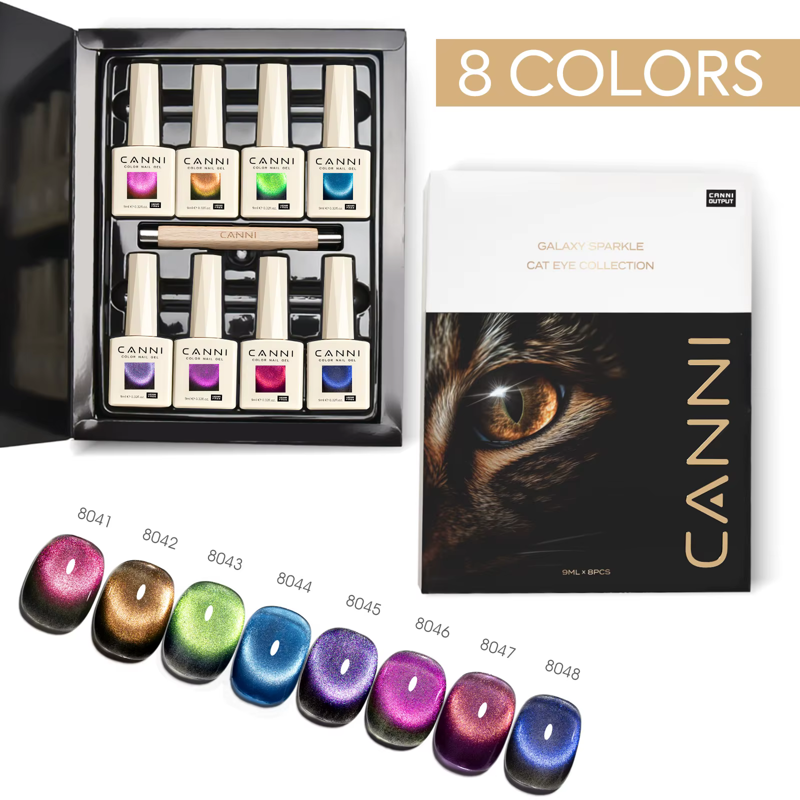 1pc CANNI 9ml vernis à ongles Gel oeil de chat couleur magique tourbillonnant étincelle diamant magnifique couleur tremper UV LED Gel Semi Permanent
