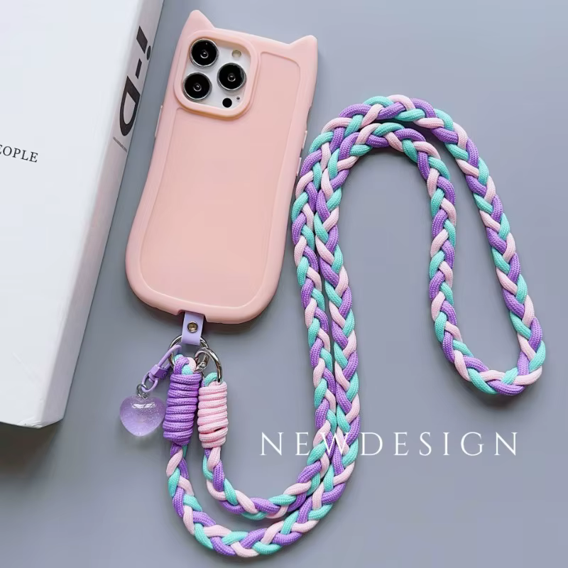 Lanière universelle créative pour téléphone portable, corde à bandoulière longue, sangle d'épaule, pendentif décoratif de dessin animé, accessoires