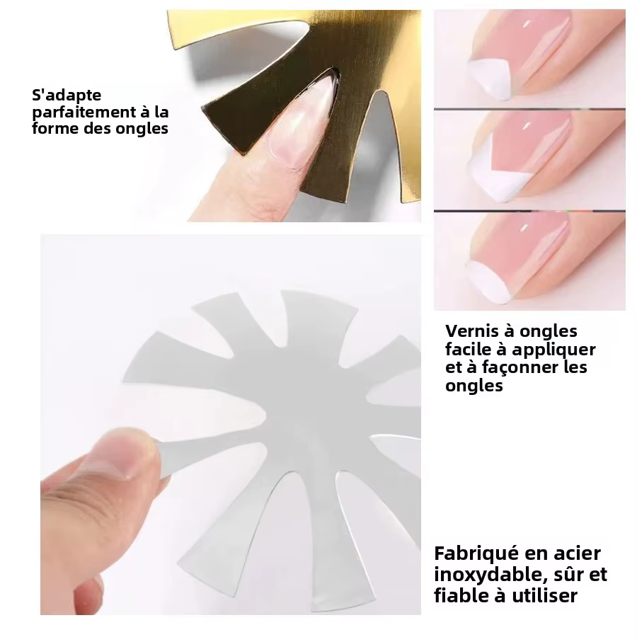 Pochoir de modelage pour manucure française avec découpeur de bordure en V