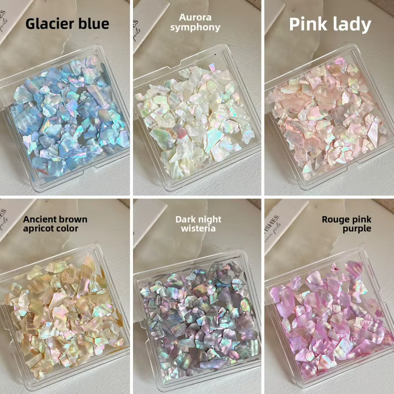 Décorations d'ongles irrégulières en sequins coquillage